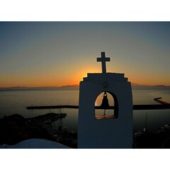 Sunrise at the Chapel of St Nicholas next to the port of Rafina 