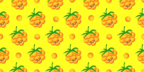 MORTGAGE character. Cute funny yellow berry. Berry seamless pattern. Bright colors..