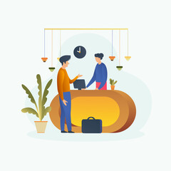 Hotel receptionist and customer conversation