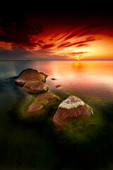 rocky baltic seascape in the evening