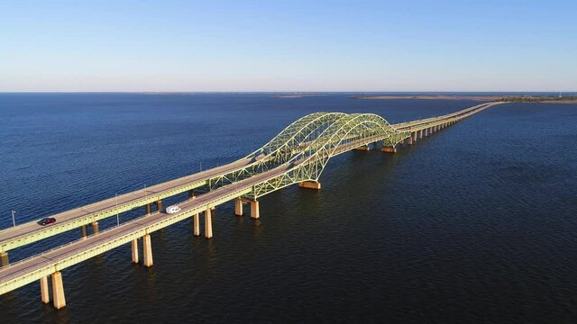 Aerial Shot Of Robert Moses Causeway Bridge