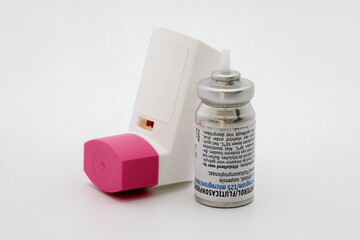 inhaler and medication against asthma and shortness of breath