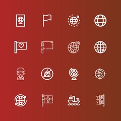 Editable 16 international icons for web and mobile