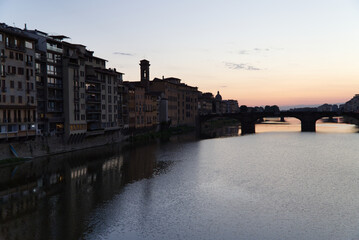 Sunset on the Arno river in Florence