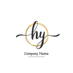 H Y HY Initial handwriting and signature logo design with circle. Beautiful design handwritten logo for fashion, team, wedding, luxury logo.