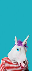 man with a unicorn mask, in stories format © nito