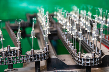 Automated workshop conveyor for production of glass lamps bulbs factory