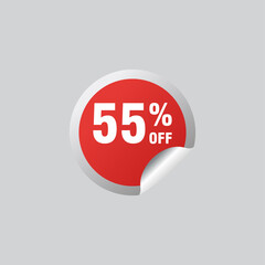 55 discount, Sales Vector badges for Labels, , Stickers, Banners, Tags, Web Stickers, New offer. Discount origami sign banner