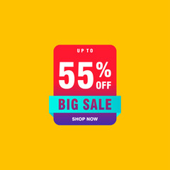 55 discount, Sales Vector badges for Labels, , Stickers, Banners, Tags, Web Stickers, New offer. Discount origami sign banner