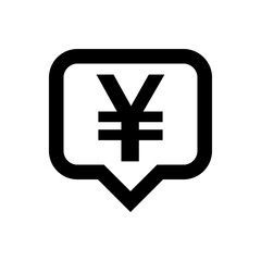 Obraz premium yen currency symbol in speech bubble square isolated on white, yen money for app symbol, simple flat yen money, currency digital yen icon for financial concept