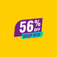 56 discount, Sales Vector badges for Labels, , Stickers, Banners, Tags, Web Stickers, New offer. Discount origami sign banner