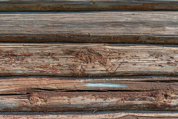 Background of old horizontal wooden boards of brown color, wood texture