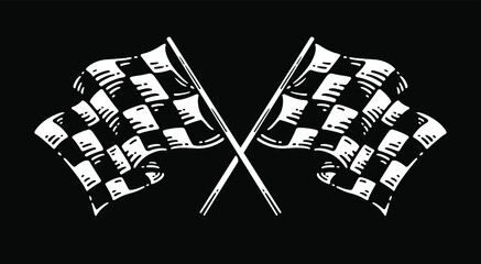  black and white racing flag on dark background