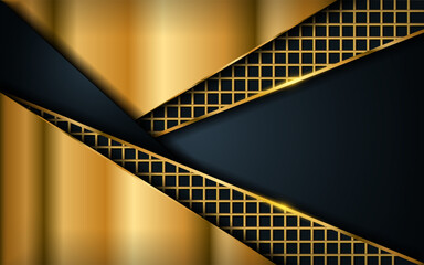 Luxury dark navy background with golden lines combination. Graphic design element.