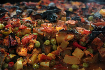 hot and delicious mixed vegetable dish on plate