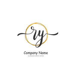 Obraz premium R Y RY Initial handwriting and signature logo design with circle. Beautiful design handwritten logo for fashion, team, wedding, luxury logo.