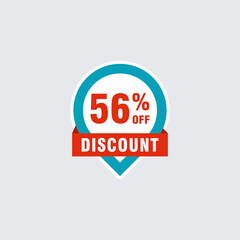 56 discount, Sales Vector badges for Labels, , Stickers, Banners, Tags, Web Stickers, New offer. Discount origami sign banner