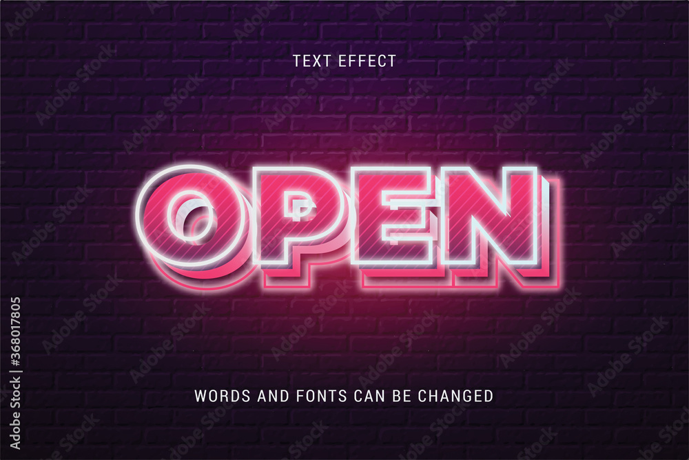 Wall mural neon text effect 100% editable vector image