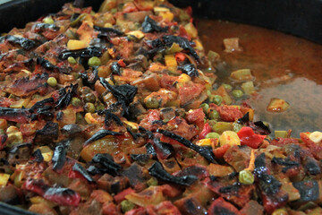 hot and delicious mixed vegetable dish on plate