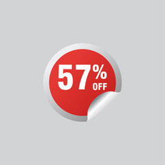 57 discount, Sales Vector badges for Labels, , Stickers, Banners, Tags, Web Stickers, New offer. Discount origami sign banner