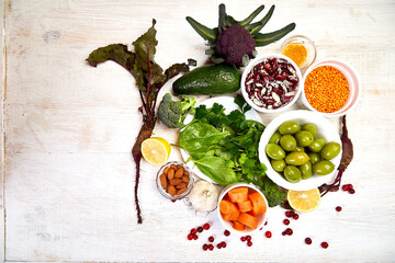 Liver detox diet health food concept, healthy liver.