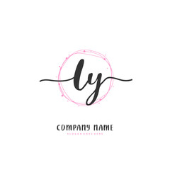 L Y LY Initial handwriting and signature logo design with circle. Beautiful design handwritten logo for fashion, team, wedding, luxury logo.