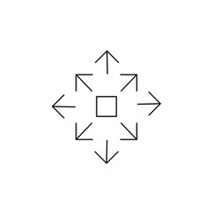 Arrows outgoing from a square in opposite directions sign eps ten