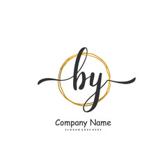 B Y BY Initial handwriting and signature logo design with circle. Beautiful design handwritten logo for fashion, team, wedding, luxury logo.