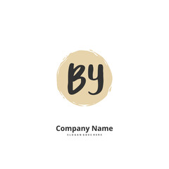 B Y BY Initial handwriting and signature logo design with circle. Beautiful design handwritten logo for fashion, team, wedding, luxury logo.