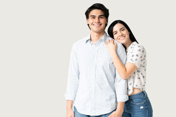 Smiling Young Couple Wearing Casuals