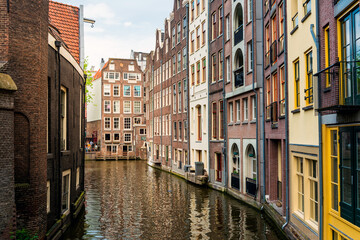 Fototapeta na wymiar Amsterdam, Netherlands - May 23, 2018 : Street view of downtown in Amsterdam, Netherlands