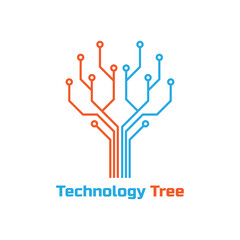 technology tree logo on white background. vector illustration