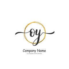 O Y OY Initial handwriting and signature logo design with circle. Beautiful design handwritten logo for fashion, team, wedding, luxury logo.