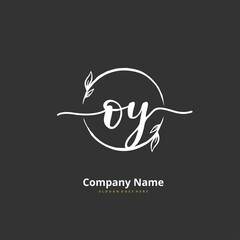 O Y OY Initial handwriting and signature logo design with circle. Beautiful design handwritten logo for fashion, team, wedding, luxury logo.
