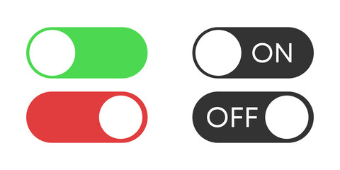 Turn on and turn off flat button vector