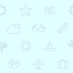 Vacation - Vector background (seamless pattern) of travel, holiday day for graphic design