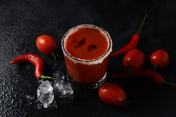 A glass with a cocktail 