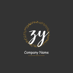 Z Y ZY Initial handwriting and signature logo design with circle. Beautiful design handwritten logo for fashion, team, wedding, luxury logo.