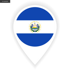 El Salvador marker icon with shadow on white background. El Salvador pin icon isolated on white background