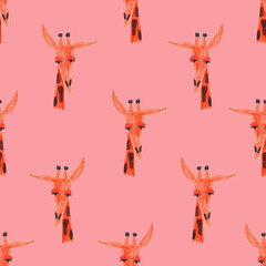 Seamless pattern with giraffe faces.