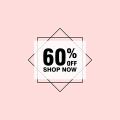 60 discount, Sales Vector badges for Labels, , Stickers, Banners, Tags, Web Stickers, New offer. Discount origami sign banner