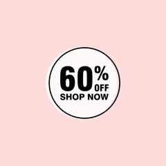 60 discount, Sales Vector badges for Labels, , Stickers, Banners, Tags, Web Stickers, New offer. Discount origami sign banner