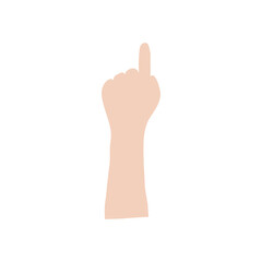 protest concept, hand up with pointer finger icon, flat style
