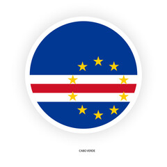Cabo Verde circle flag with shadow on white background. Cape Verde circle flag icon isolated on white background.