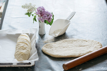 Making of fresh, homemade bread.