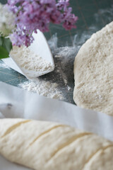 Making of fresh, homemade bread.