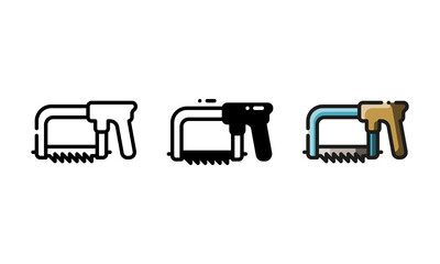 Hacksaw icon. With outline, glyph, and filled outline style
