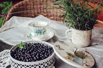 Tea party lavender blueberry summer village