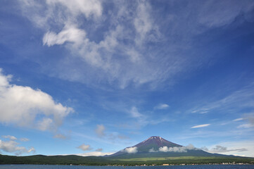 山中湖畔から望む夏の富士山