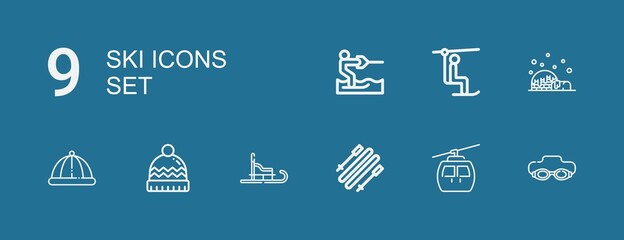 Editable 9 ski icons for web and mobile